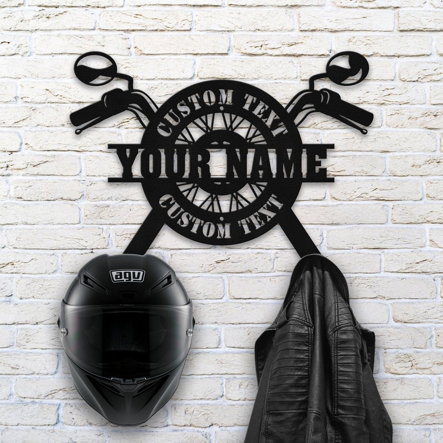 Bikergod Custom Name Motorcycle Helmet Holder Metal Sign Men Gift DH042025TS55