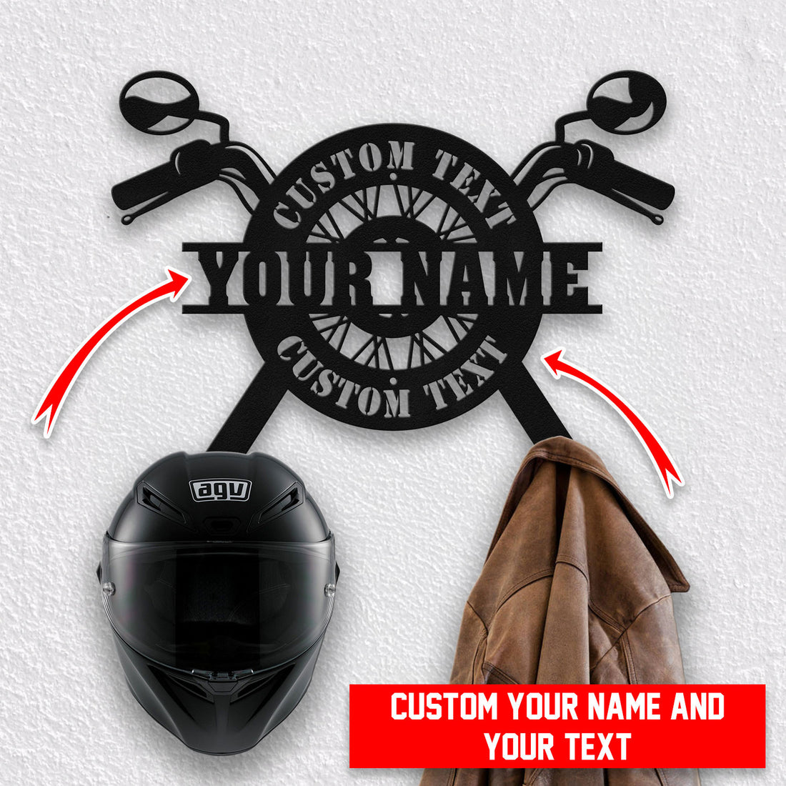 Bikergod Custom Name Motorcycle Helmet Holder Metal Sign Men Gift DH042025TS55