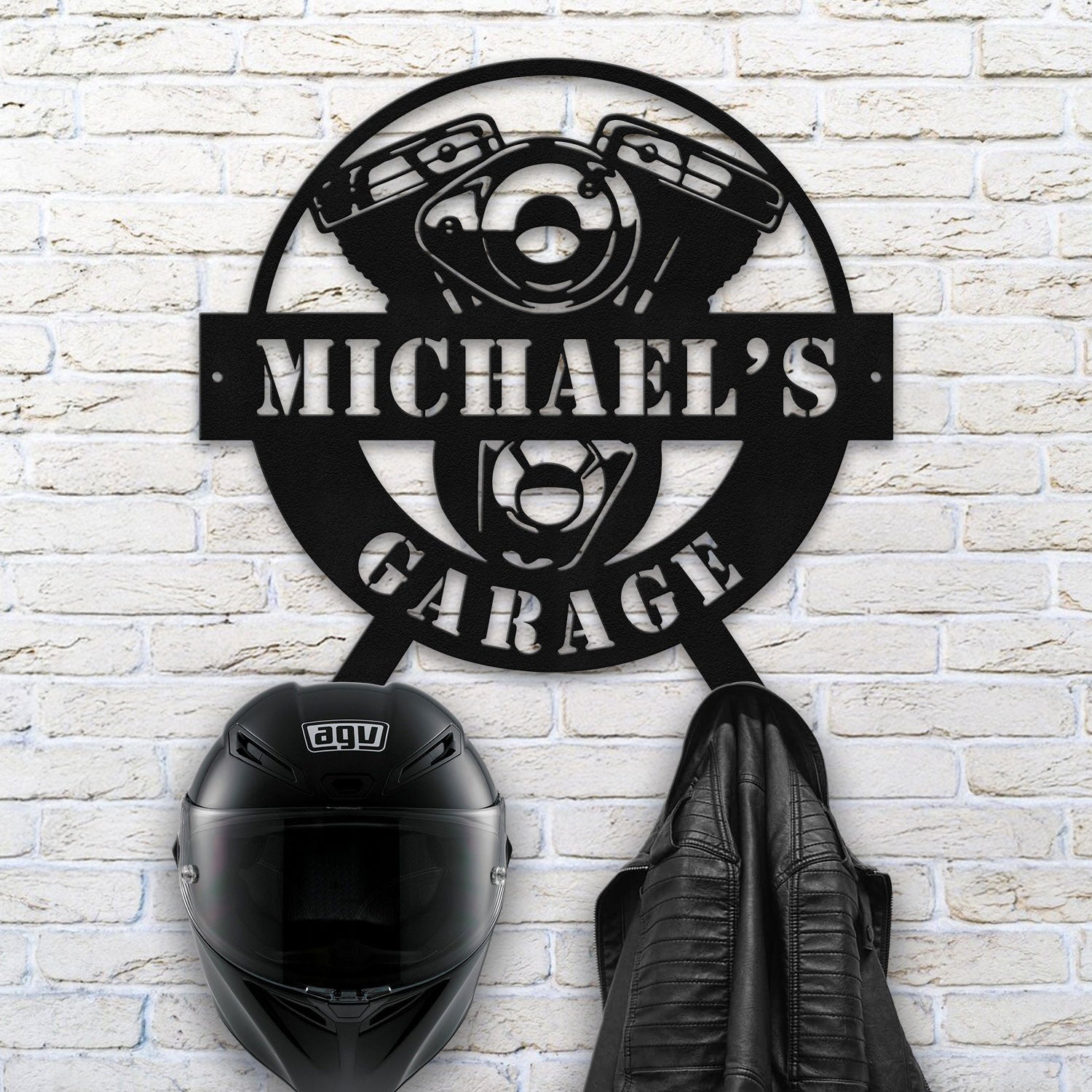 Bikergod Custom Name Motorcycle Helmet Holder Metal Sign Men Gift DH042025TS57