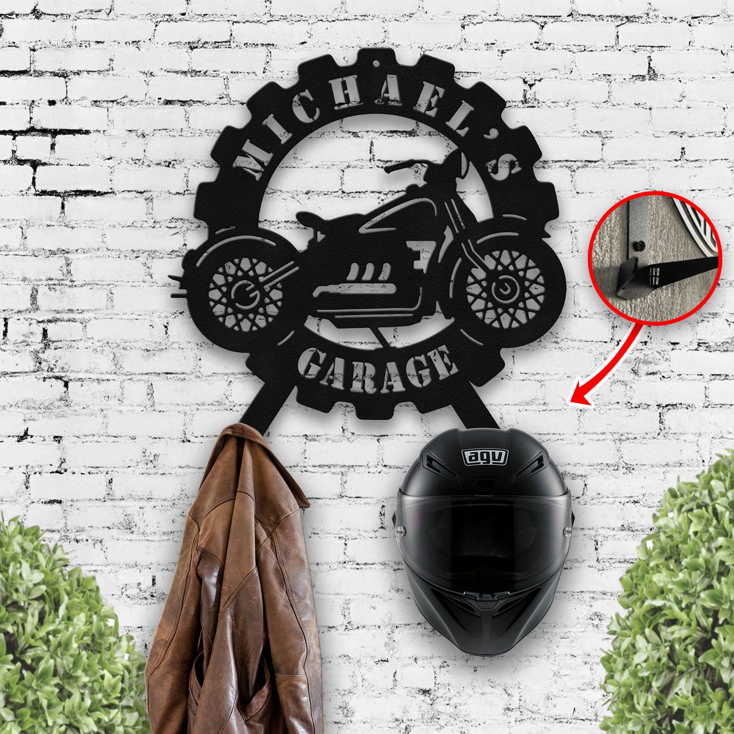 Bikergod Custom Name Motorcycle Helmet Holder Metal Sign Men Gift DH042025TS58