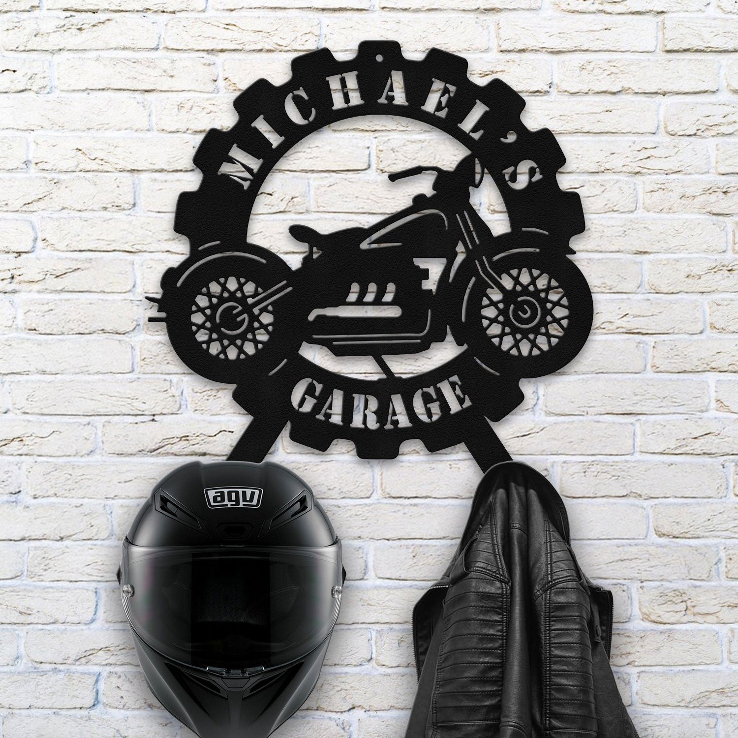 Bikergod Custom Name Motorcycle Helmet Holder Metal Sign Men Gift DH042025TS58