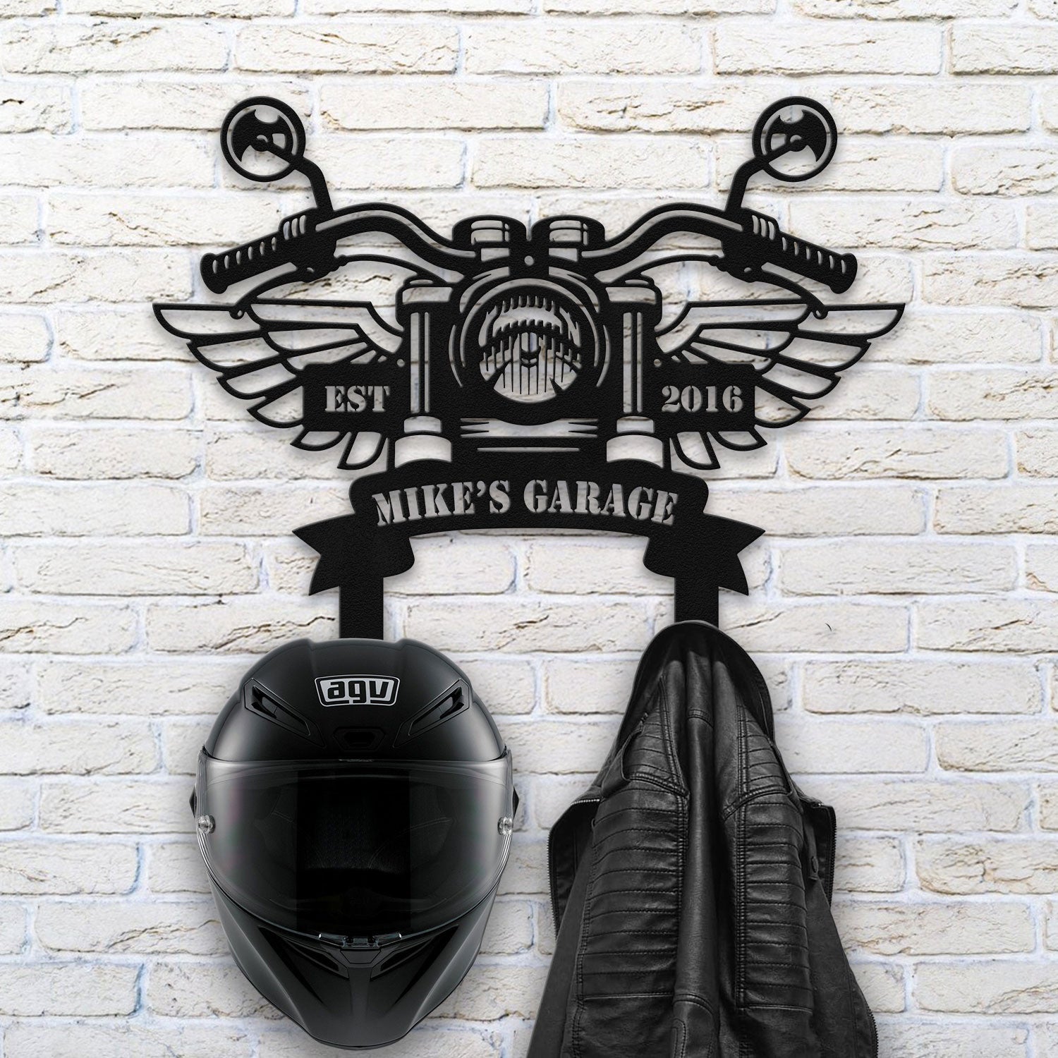 Bikergod Custom Name Motorcycle Helmet Holder Metal Sign Men Gift DH042025TS59