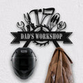 Bikergod Dad's Workshop Helmet Holder Metal Sign– Men Cave Decor- Men Gift LN090625MS10