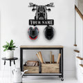 Bikergod Custom Name Motorcycle Helmet Holder Metal Sign– Motorcycle Men Gift LN090625MS11