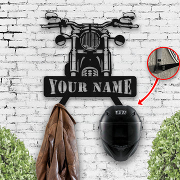 Bikergod Custom Name Motorcycle Helmet Holder Metal Sign– Motorcycle Men Gift LN090625MS11