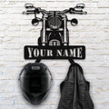 Bikergod Custom Name Motorcycle Helmet Holder Metal Sign– Motorcycle Men Gift LN090625MS11