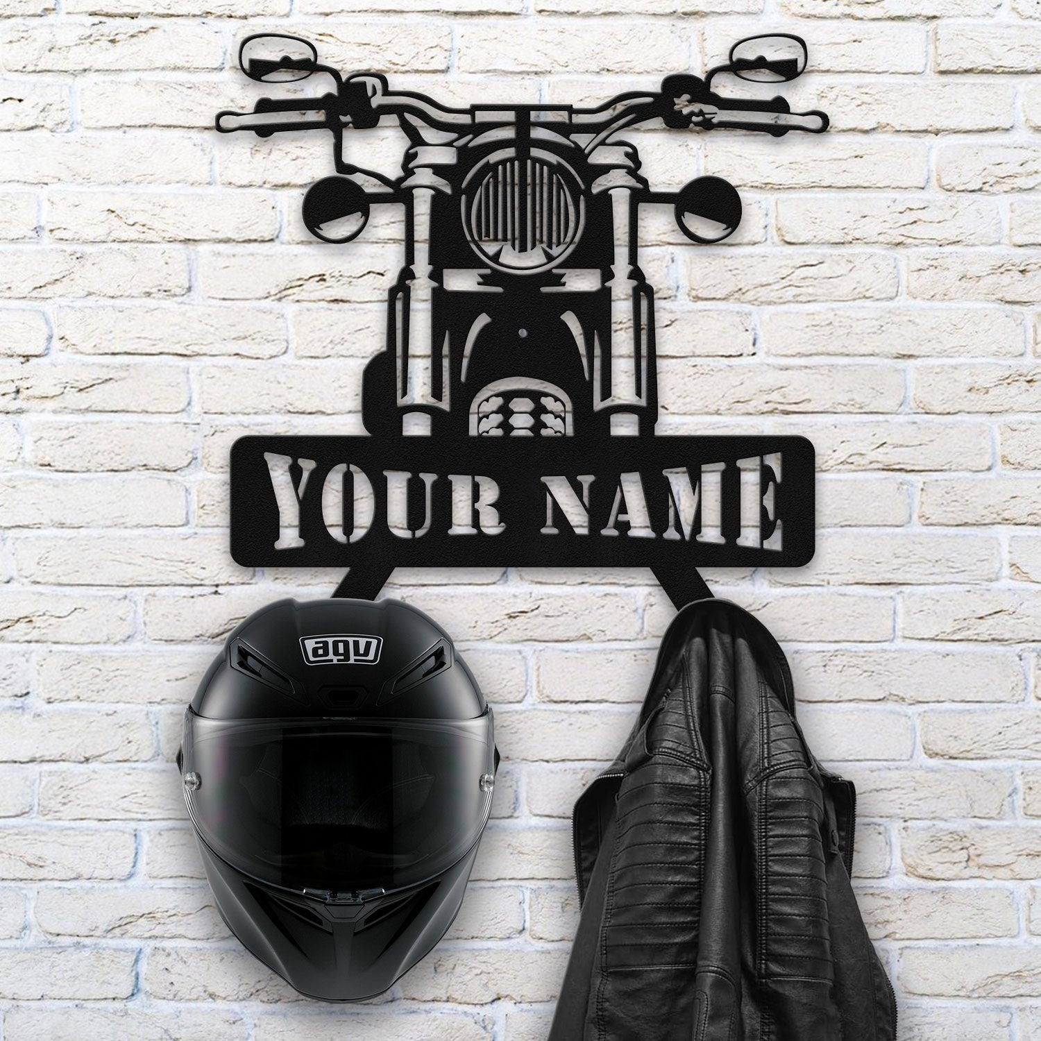 Bikergod Custom Name Motorcycle Helmet Holder Metal Sign– Motorcycle Men Gift LN090625MS11