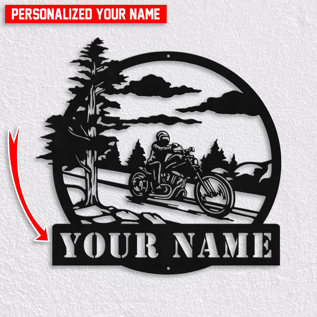 Bikergod Custom Name Motorcycle Helmet Holder Metal Sign Men Gift DH042025TS60