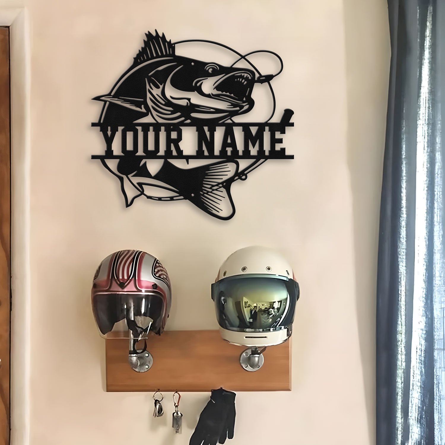 Bikergod Custom Name Motorcycle Helmet Holder Metal Sign Men Gift DH042025TS62