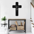 Bikergod Faith Metal Cross Wall Sign Inspirational Christian Decor for Home Living Room or Gift DH042025TS64