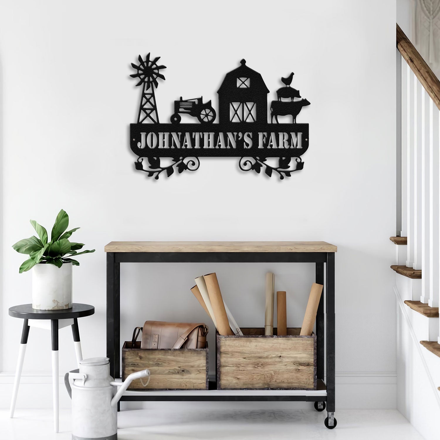 Bikergod Custom Farm Name Sign Personalized Metal Barn and Tractor Wall Decor for Ranch Homestead or Country Home DH042025TS65