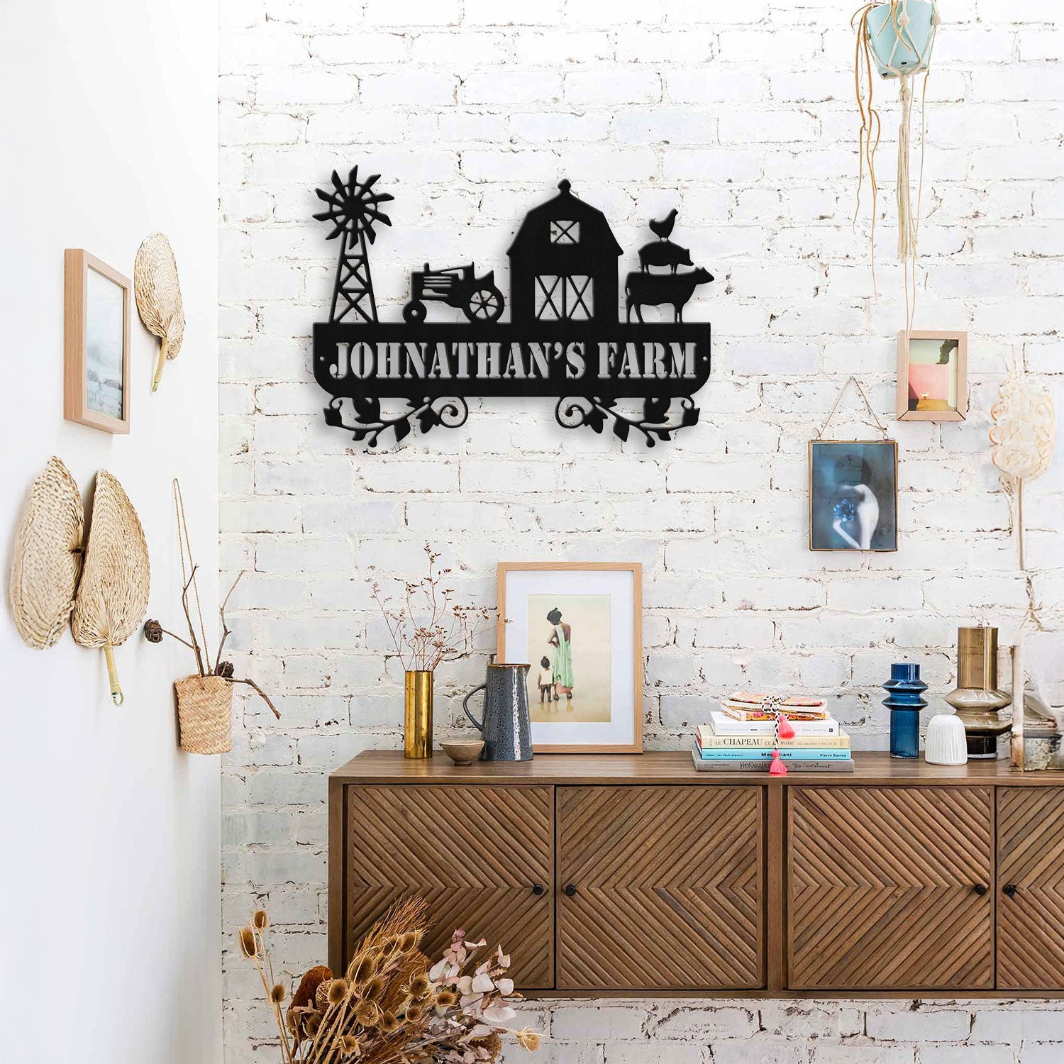 Bikergod Custom Farm Name Sign Personalized Metal Barn and Tractor Wall Decor for Ranch Homestead or Country Home DH042025TS65