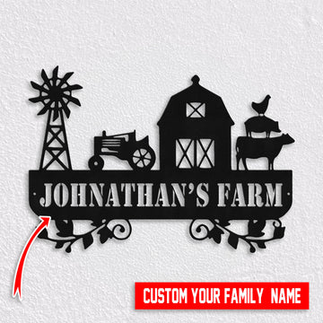 Bikergod Custom Farm Name Sign Personalized Metal Barn and Tractor Wall Decor for Ranch Homestead or Country Home DH042025TS65