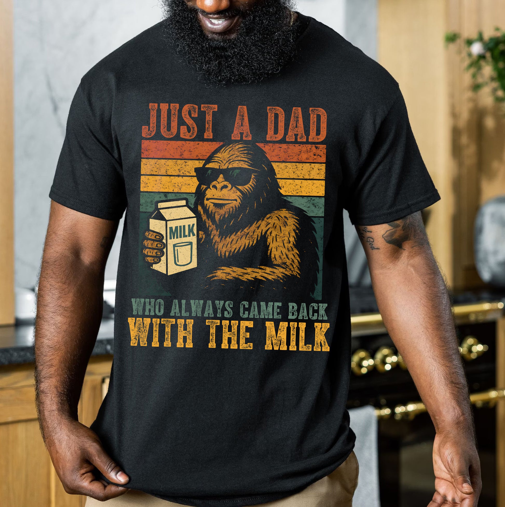 Bikergod Just A Dad Who Always Came Back With Milk T-Shirt 2D - Trendy Father - Dad Gifts LN120625TS1
