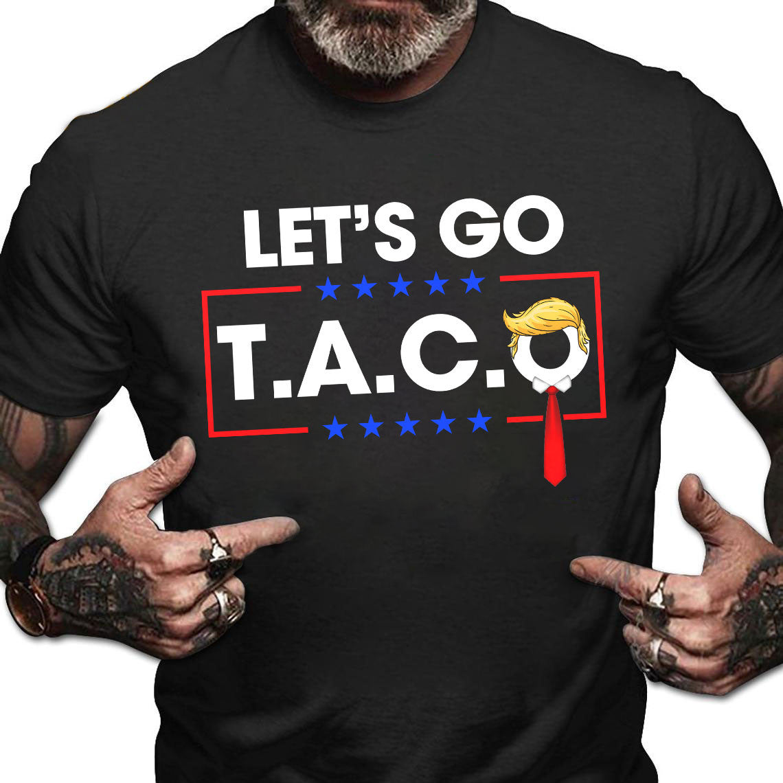 Bikergod Lets Go Taco T-Shirt 2D - Political Humor -Anti MAGA Parody LN120625TS2