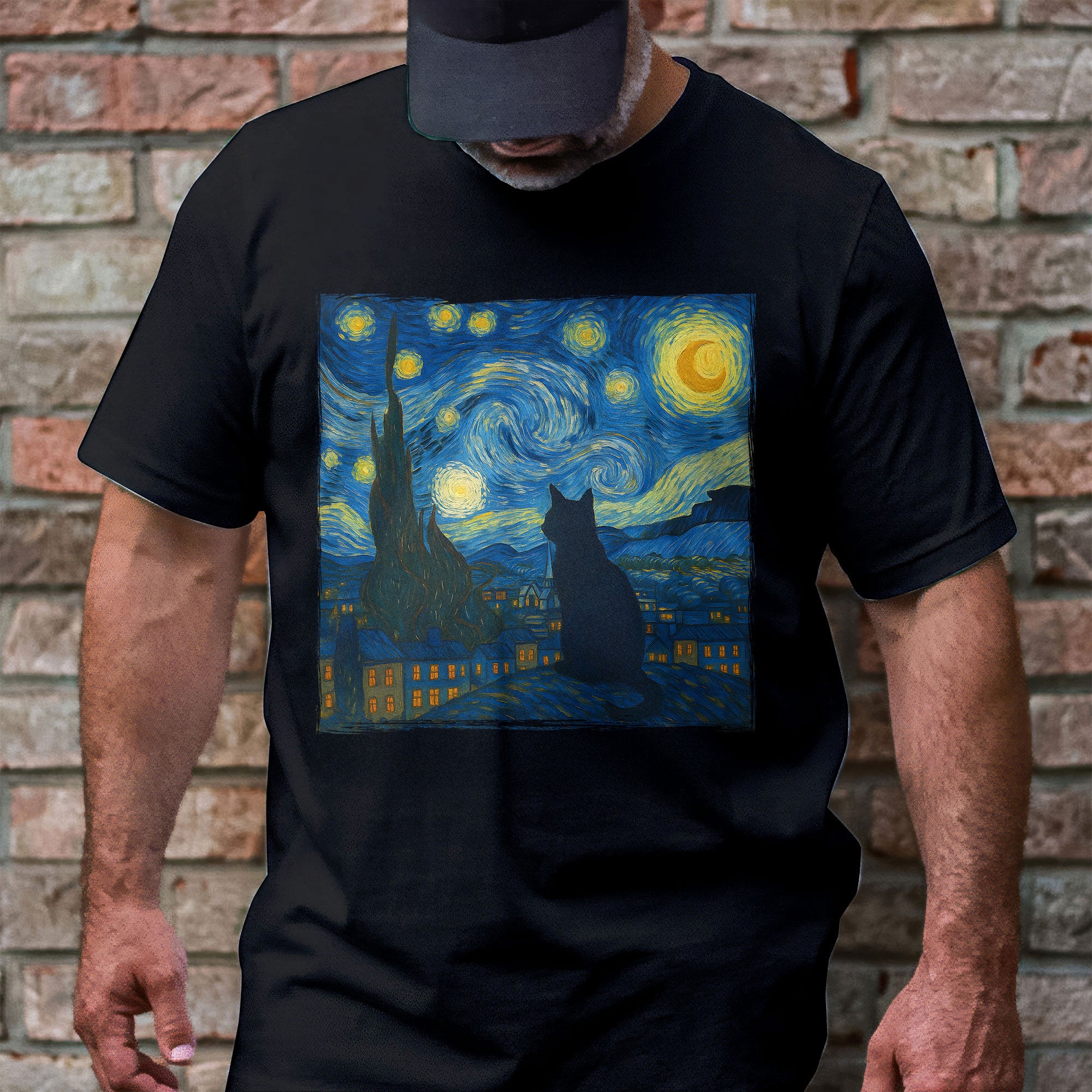 Bikergod Van Gogh Irises T-Shirt 2D - Black Cat Vintage Shirt LN120625TS