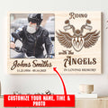 Bikergod Custom Name Biker Memorial Poster - Riding With The Angels Memorial - Loss Of Bikers Poster 2D LN170625CV2