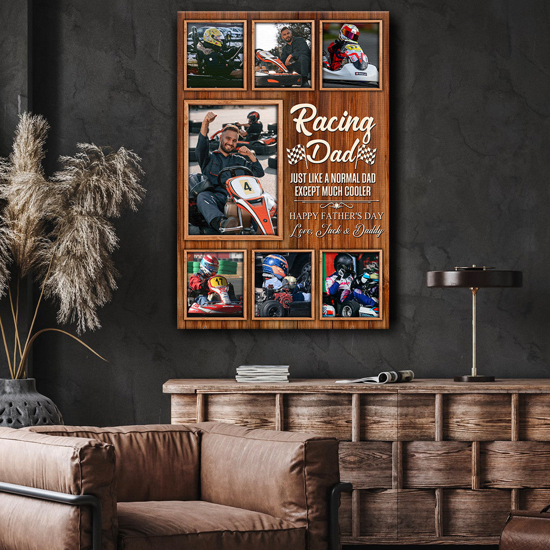 Bikergod Custom Photo Racing Dad Poster - Normal Dad Canvas Poster - Dad Gifts LN170625CV1