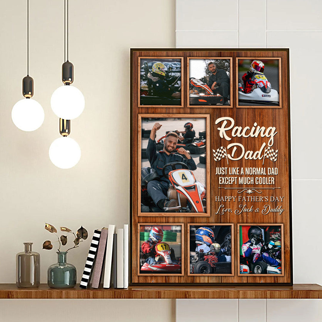 Bikergod Custom Photo Racing Dad Poster - Normal Dad Canvas Poster - Dad Gifts LN170625CV1