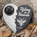 Bikergod Custom Photo Riding In Heaven Stone Ornament, Biker Keepsake Photo Slate, Personalized Biker Photo LN200625ST4