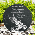 Bikergod Custom Name Rider Memorial Stone, Biker Memorial, Riding With The Angels, Loss of Loved One, Personalized Motorcycle Stone LN200625ST5