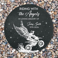Bikergod Custom Name Rider Memorial Stone, Biker Memorial, Riding With The Angels, Loss of Loved One, Personalized Motorcycle Stone LN200625ST5