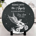 Bikergod Custom Name Rider Memorial Stone, Biker Memorial, Riding With The Angels, Loss of Loved One, Personalized Motorcycle Stone LN200625ST5