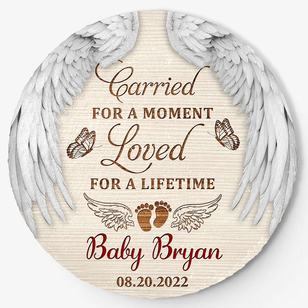 Bikergod Custom Name Miscarriage Memorial Stone, Baby Loss, Sympathy Gift, Carried for a moment but loved for a lifetime, Baby Memorial LN200625ST6