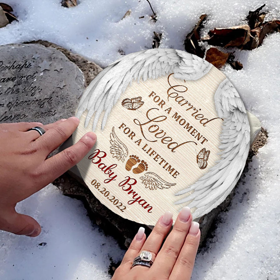 Bikergod Custom Name Miscarriage Memorial Stone, Baby Loss, Sympathy Gift, Carried for a moment but loved for a lifetime, Baby Memorial LN200625ST6