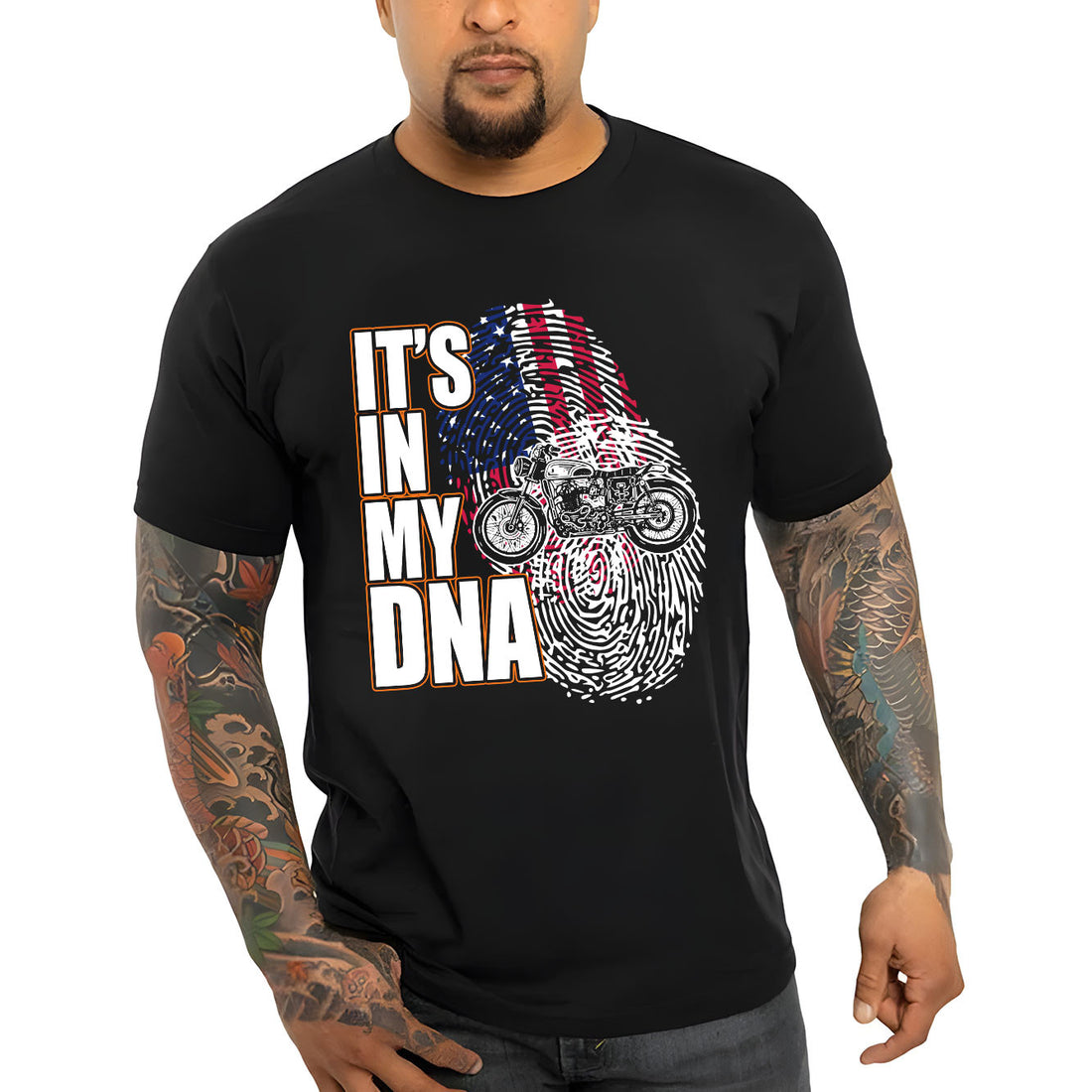 Bikergod It's In My DNA Tshirt Design 2D Printed DH042025T71