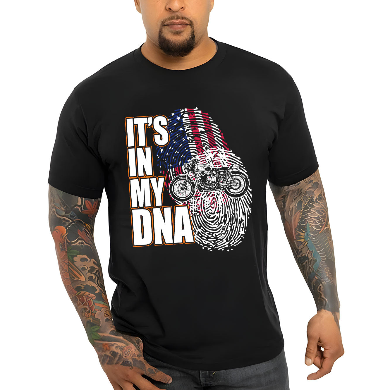 Bikergod It's In My DNA Tshirt Design 2D Printed DH042025T71