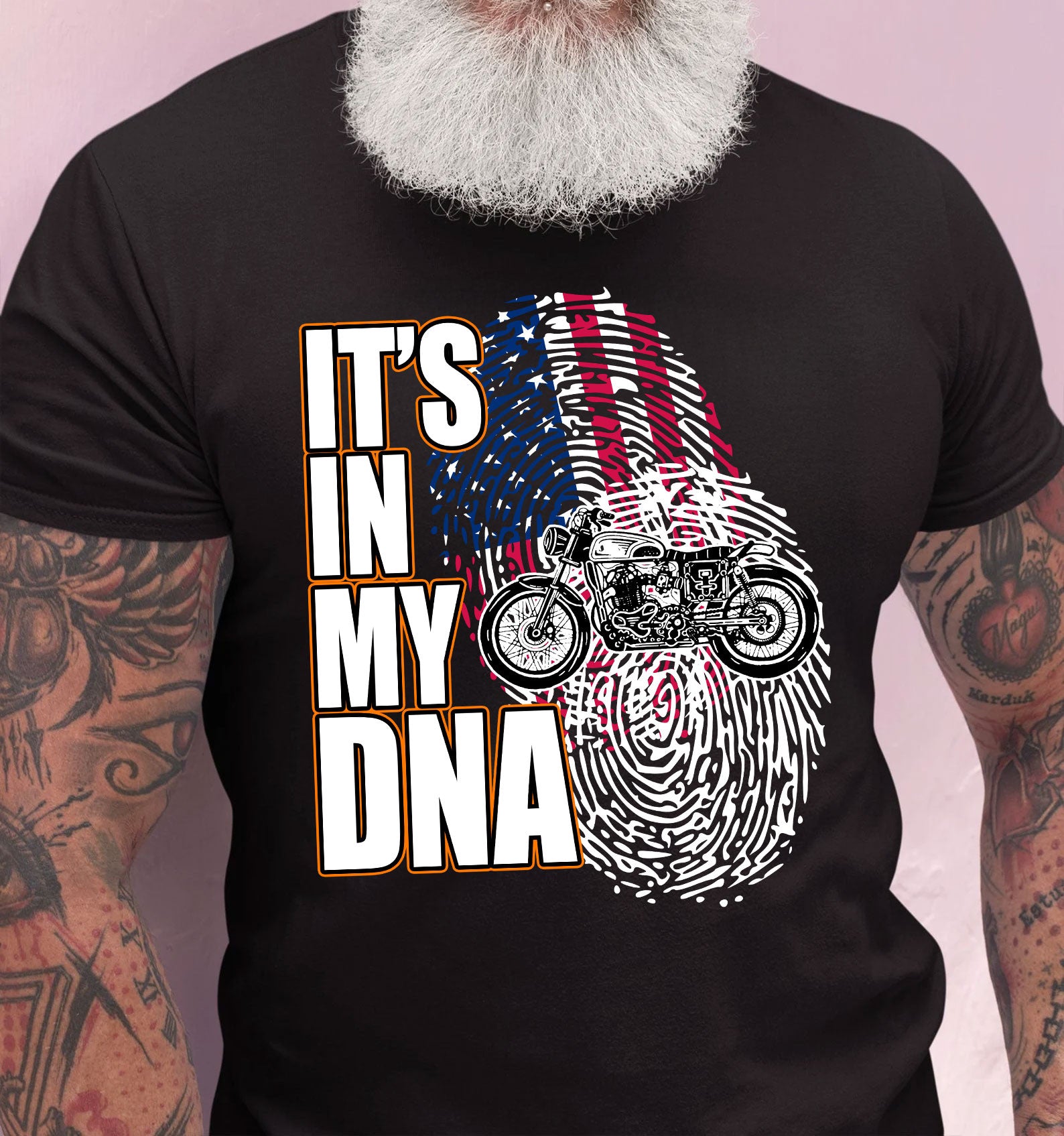 Bikergod It's In My DNA Tshirt Design 2D Printed DH042025T71