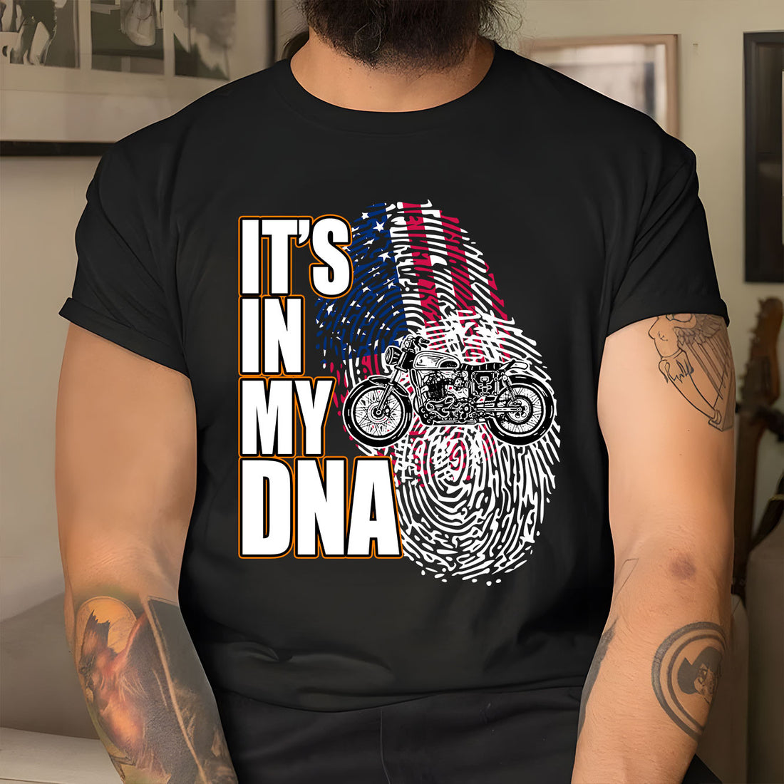 Bikergod It's In My DNA Tshirt Design 2D Printed DH042025T71