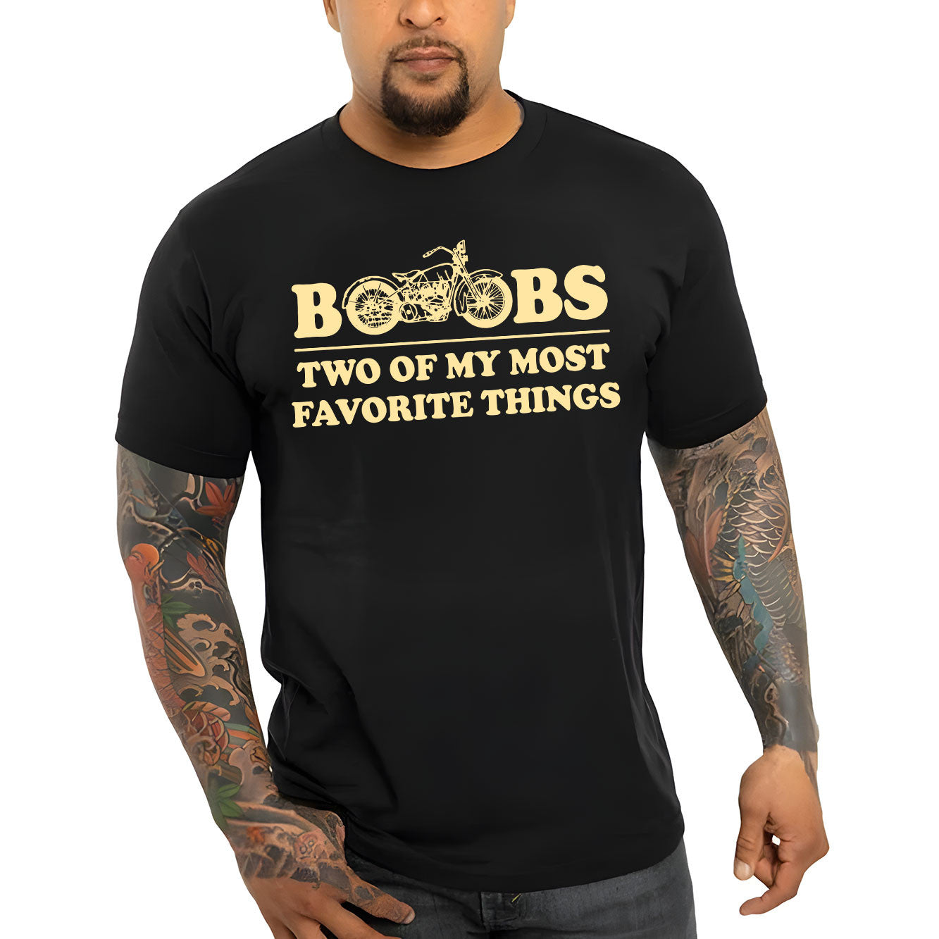 Bikergod Boobs Two Of My Most Favorite Things Tshirt Design 2D Printed DH042025T74
