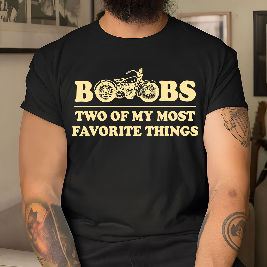 Bikergod Boobs Two Of My Most Favorite Things Tshirt Design 2D Printed DH042025T74