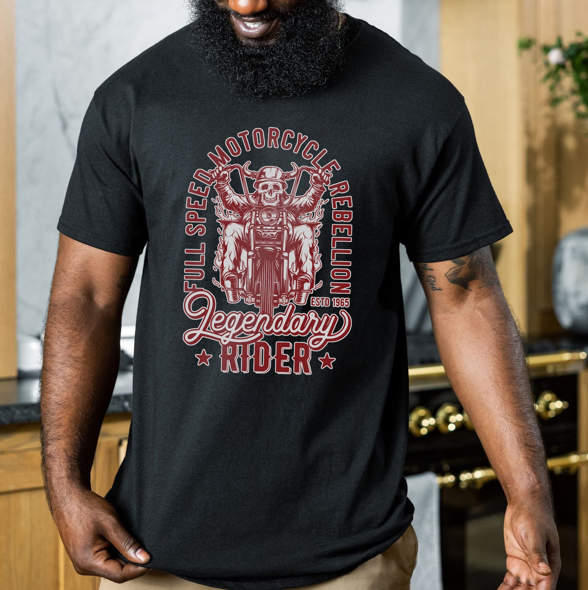 Bikergod Full Speed Motorcycle Rebellion Tshirt Design 2D Printed DH042025T79