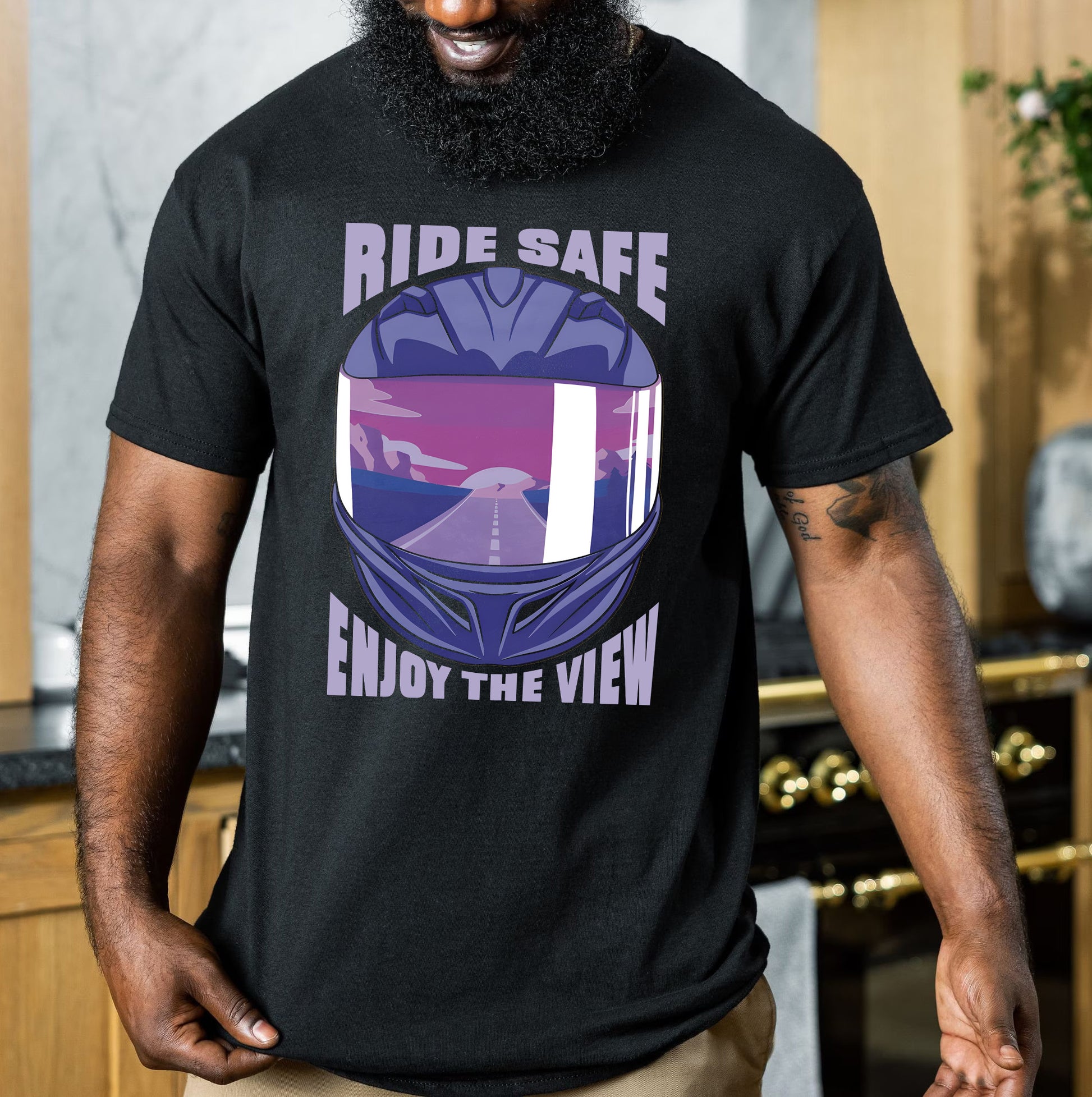 Bikergod Ride Safe Enjoy The View Design 2D Printed DH042025T82