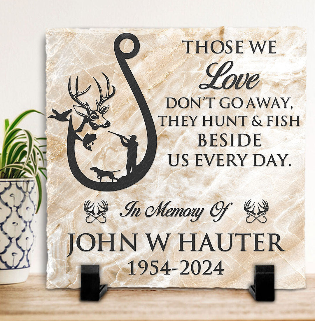 Bikergod Custom Name Hunters Memorial Stone, Those We Love Quote, White Tail Deer Scene Hunting, Memory Stone Gift LN240625ST9