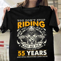 Bikergod Funny 55 Year Old Biker T-Shirt 2D - Custom Age 55th Birthday Anniversary LN250625TS5