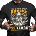 Bikergod Funny 55 Year Old Biker T-Shirt 2D - Custom Age 55th Birthday Anniversary LN250625TS5