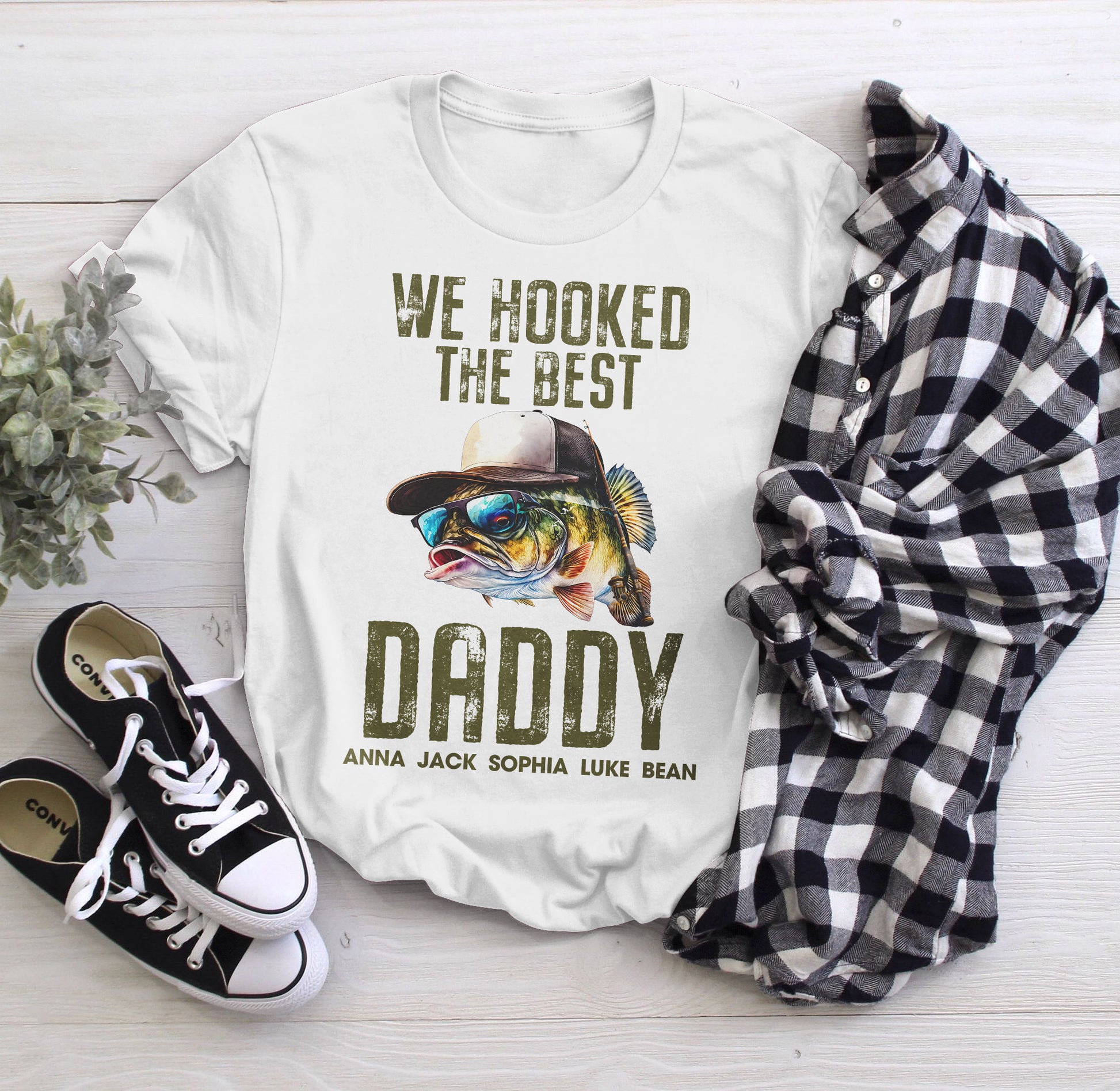 Bikergod We Hooked The Best Daddy T-Shirt 2D, Fishing Dad Shirt, Fisherman Grandpa Papa, Father's Day Gift For Dad LN260625TS7