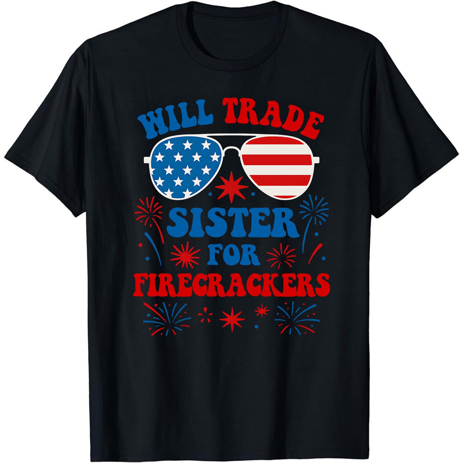 Bikergod Will Trade Sister T-Shirt 2D, Funny 4th of July USA Shirt, Gift For Women Men LN280625TS12