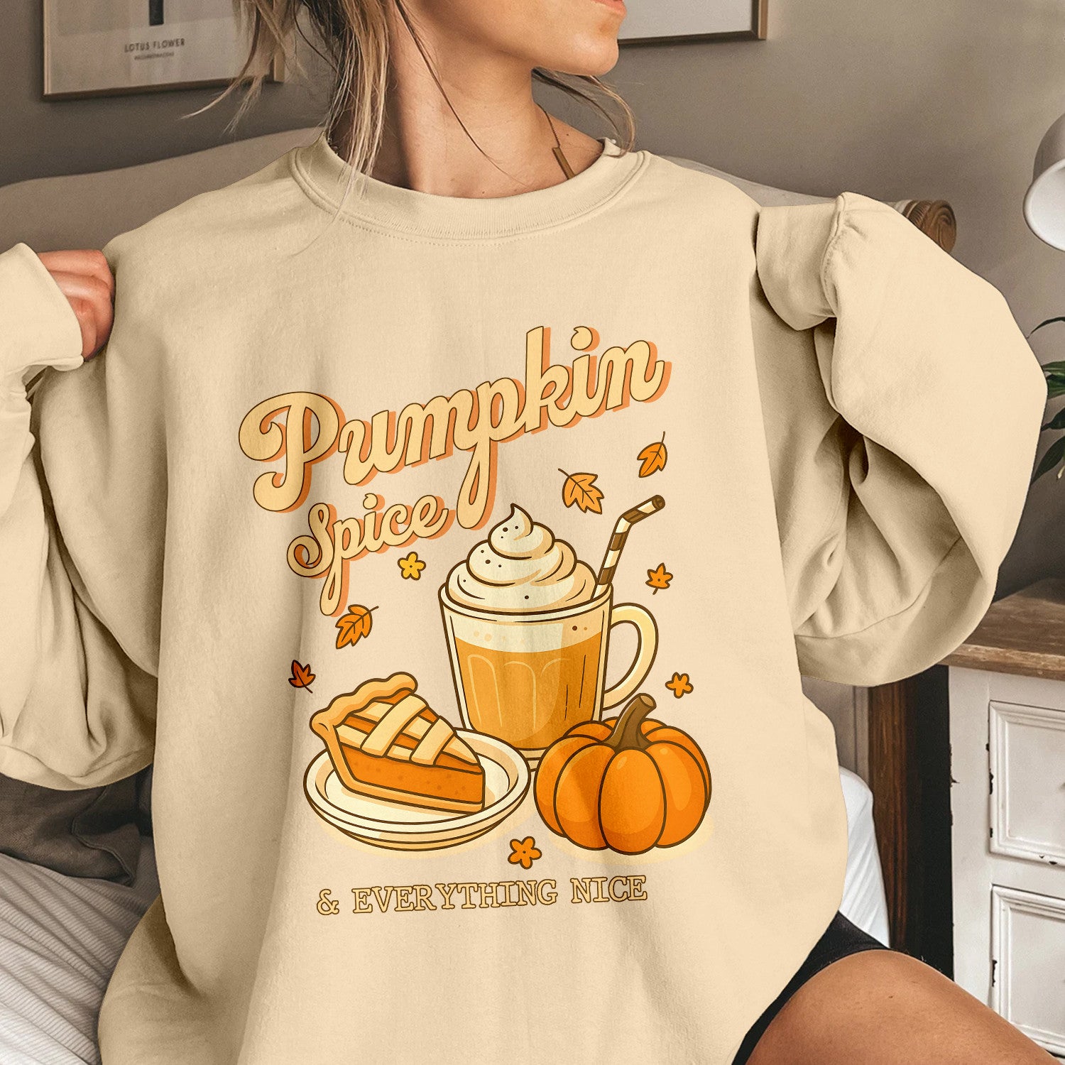 Bikergod Pumpkin Spice Sweatshirt 2D Sizes S - 5XL - Pumpkin Fall Season - Pumpkin Spice Latte Sweatshirt - Pumpkin Sweat - Pumpkin Sweatshirt LN300625SW01