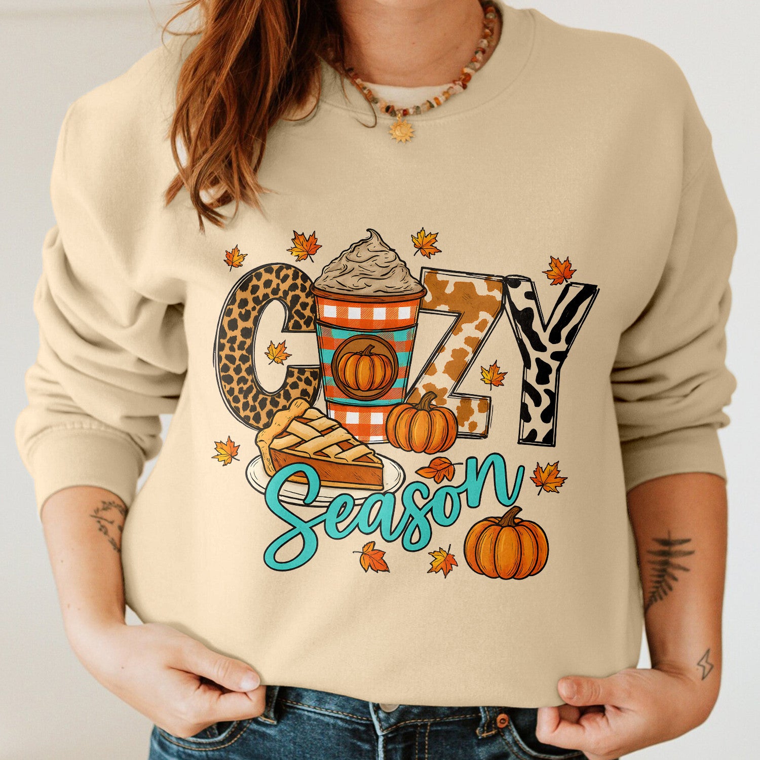 Bikergod Cozy Season Fall Sweatshirt 2D Sizes S - 5XL - Hello Pumpkin Sweatshirt, Fall Hoody, Autumn Sweatshirt, Fall Shirt, Thanksgiving Tee LN300625SW02