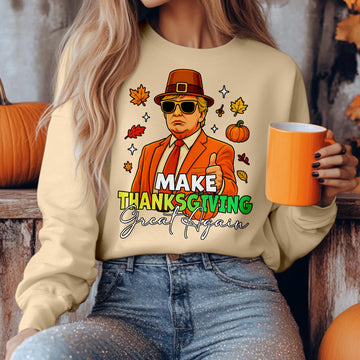Bikergod Make Thanksgiving Great Again Fall Sweatshirt 2D Sizes S - 5XL - Pumpkin Fall Season -Autumn Sweatshirt - Pumpkin Sweat - Pumpkin Sweatshirt LN300625SW04