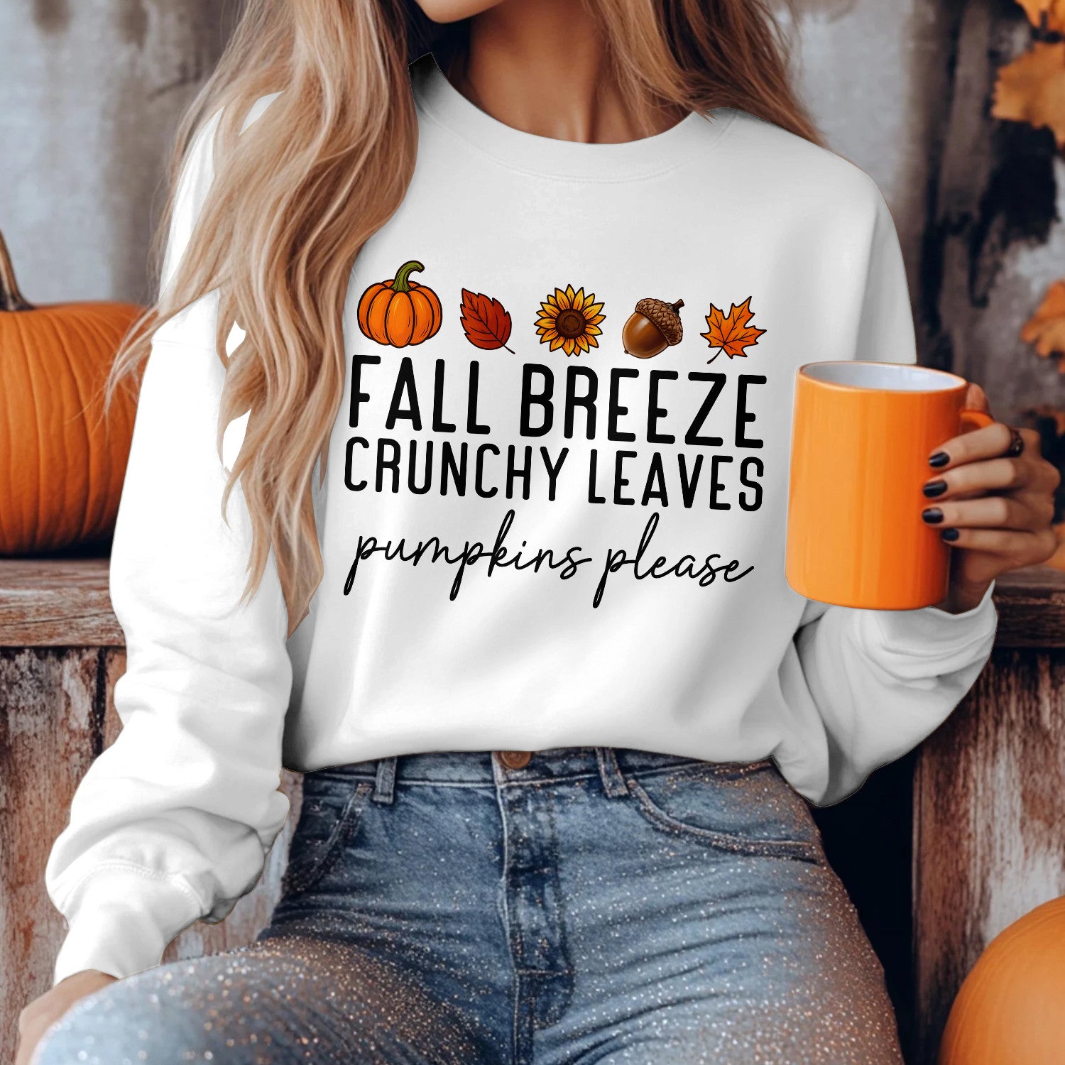 Bikergod Fall Breeze Crunchy Leaves Sweatshirt 2D Sizes S - 5XL - Fall Leaves Shirt, Fall Season Crewneck, Fall Gifts, Autumn Leaves Shirt, Tis the Season Shirt, Fall Shirt LN010725SW05