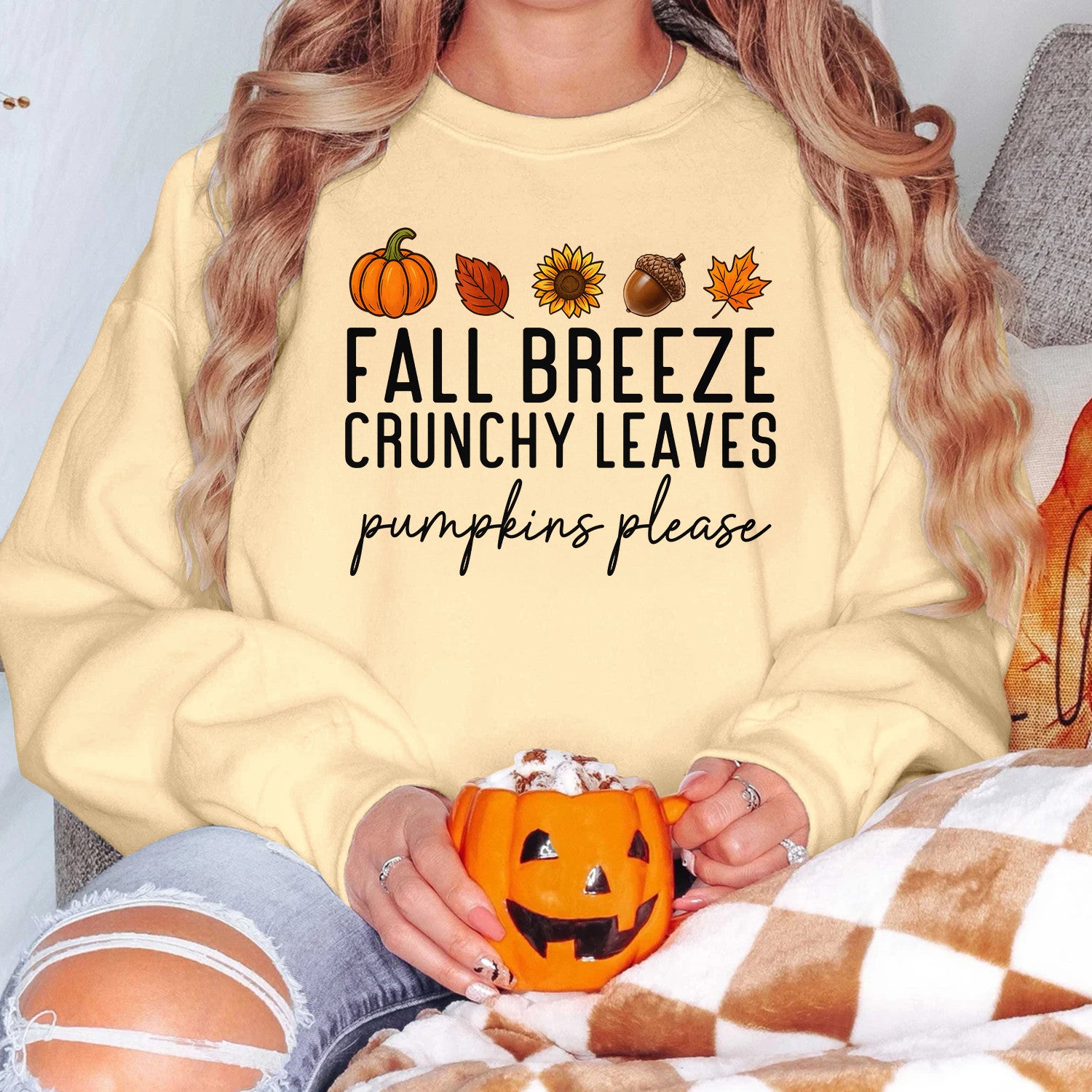 Bikergod Fall Breeze Crunchy Leaves Sweatshirt 2D Sizes S - 5XL - Fall Leaves Shirt, Fall Season Crewneck, Fall Gifts, Autumn Leaves Shirt, Tis the Season Shirt, Fall Shirt LN010725SW05
