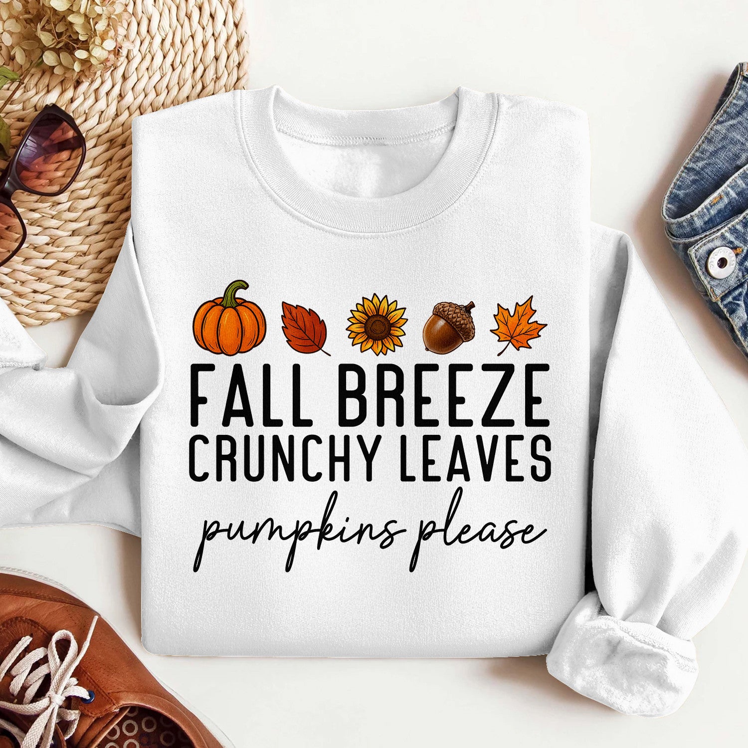 Bikergod Fall Breeze Crunchy Leaves Sweatshirt 2D Sizes S - 5XL - Fall Leaves Shirt, Fall Season Crewneck, Fall Gifts, Autumn Leaves Shirt, Tis the Season Shirt, Fall Shirt LN010725SW05