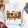 Bikergod Fall Coffee Sweatshirt 2D Sizes S - 5XL - Pumpkin Spice Latte Sweater, Autumn Pullover, Cozy Jumper, Halloween Shirt Gift for Coffee Lover, Spooky Season Tee LN010725SW08
