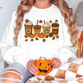 Bikergod Fall Coffee Sweatshirt 2D Sizes S - 5XL - Pumpkin Spice Latte Sweater, Autumn Pullover, Cozy Jumper, Halloween Shirt Gift for Coffee Lover, Spooky Season Tee LN010725SW08